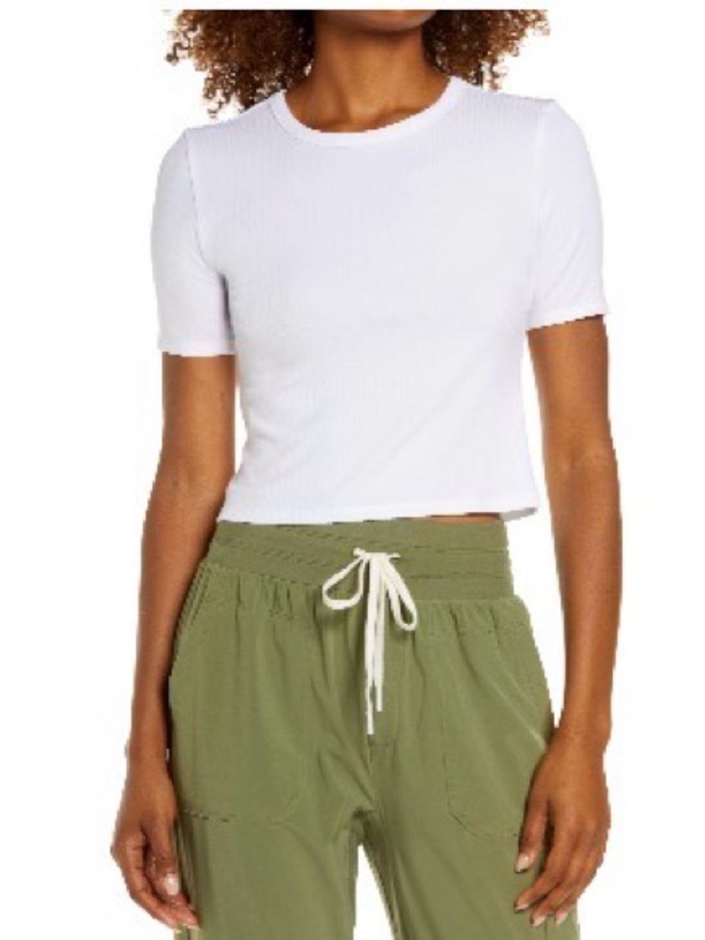 Zella Method White Ribbed Cropped Tee